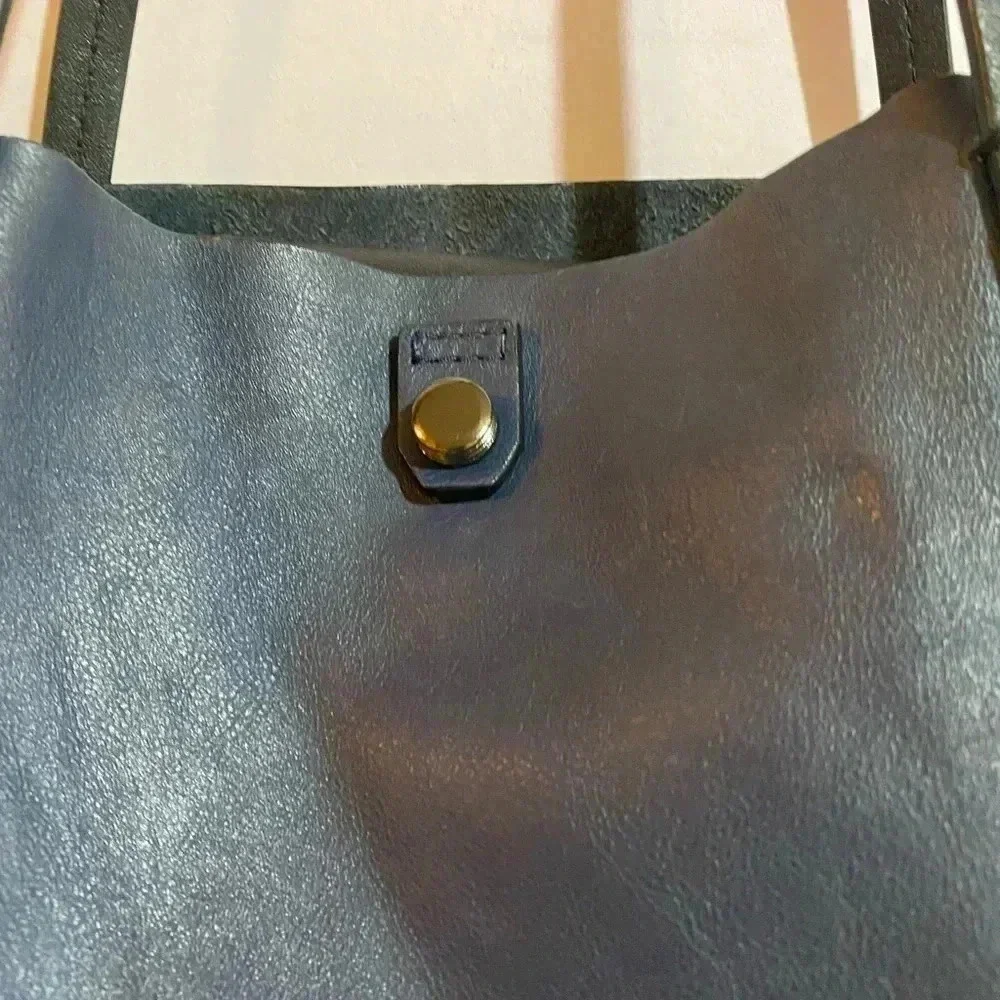 Botkier navy blue black leather satchel handbag